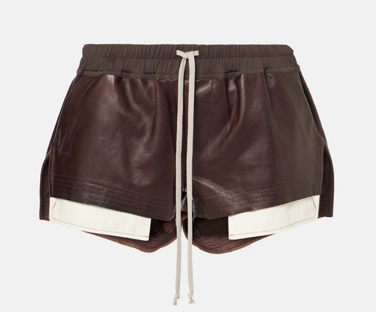 Short Rick Owens Marrom de Couro