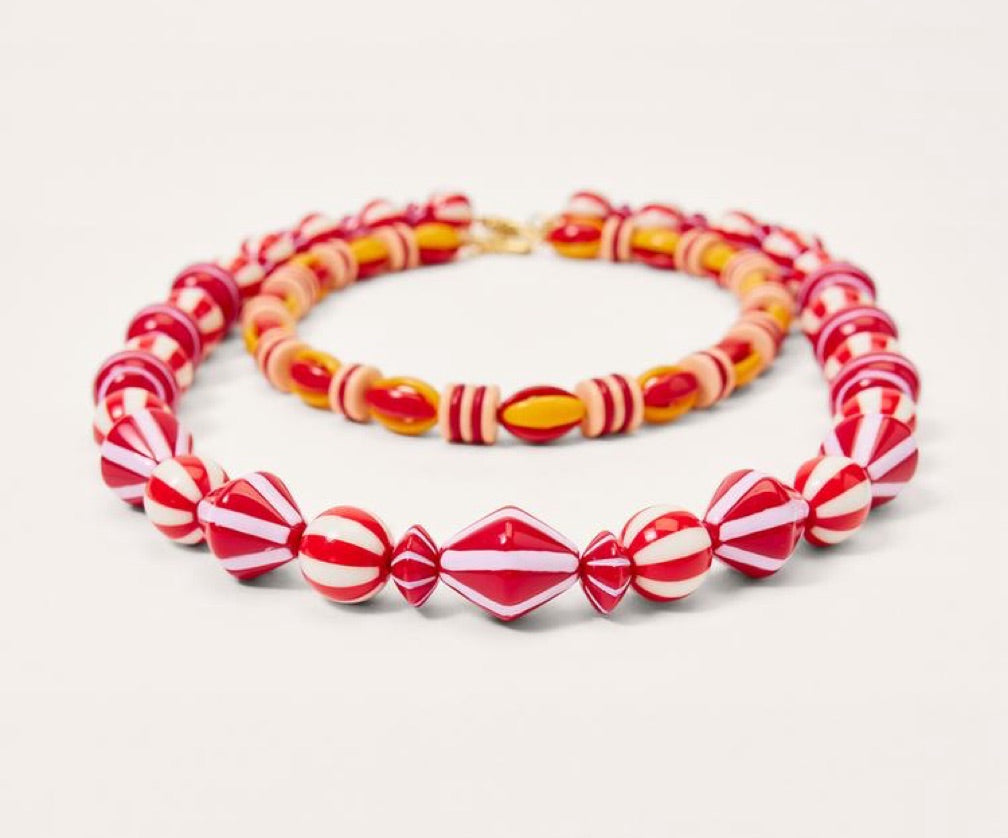 Colar Vermelho e Laranja