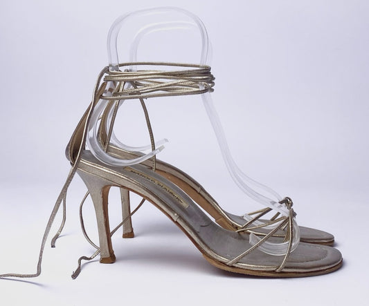 Sandália Manolo Blahnik Prata 37