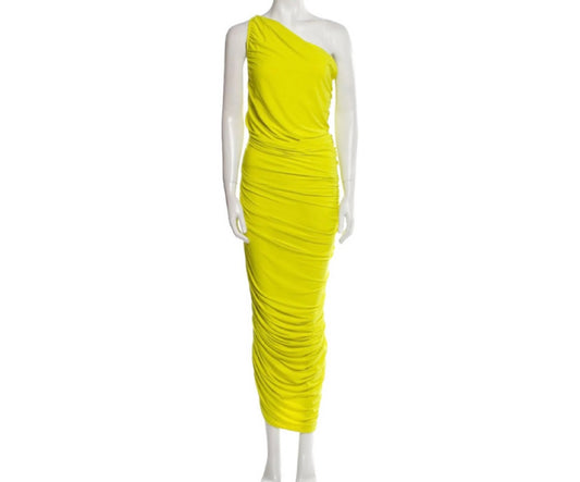 Vestido Amarelo Drapeado Norma Kamali