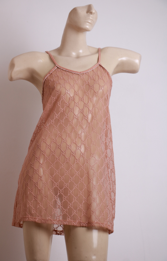 Vestido Rosa Transparente Gucci
