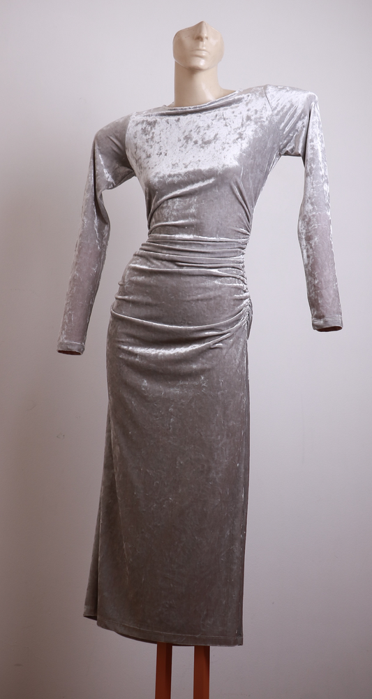 Vestido Veludo Cinza