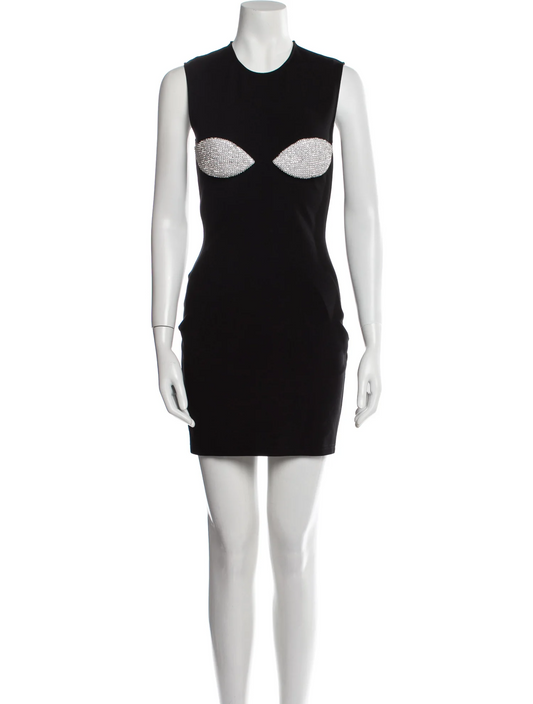 Vestido Preto Bordado Christopher Kane