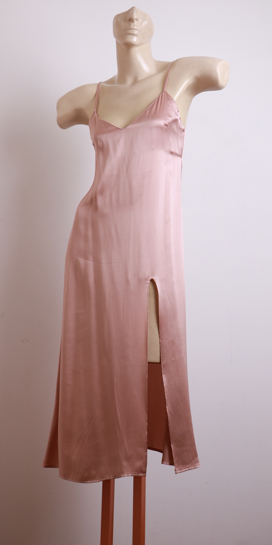 Vestido Reformation Rosa Acetinado