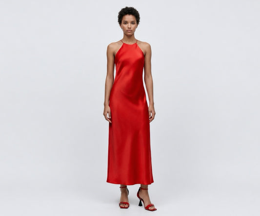 Vestido Vermelho Acetinado