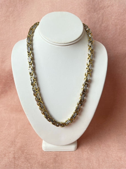 Colar de Corrente Prata e Dourado