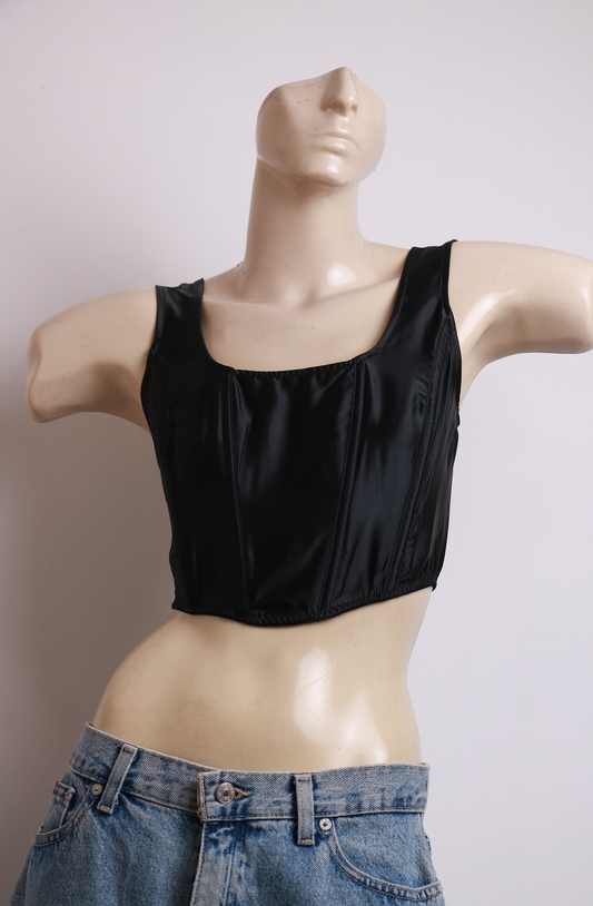 Corset Acetinado Preto