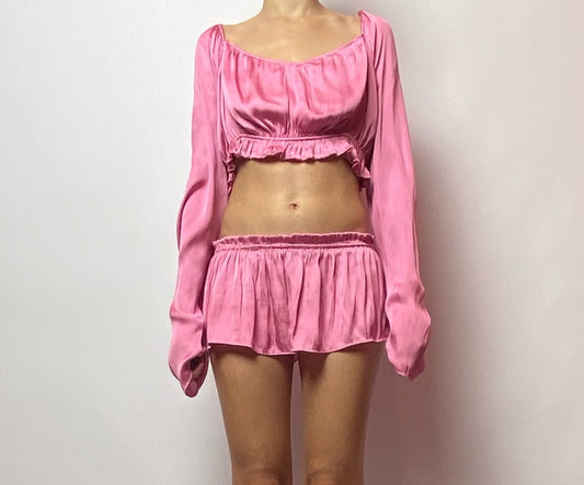 Conjunto Blusa e Saia Rosa