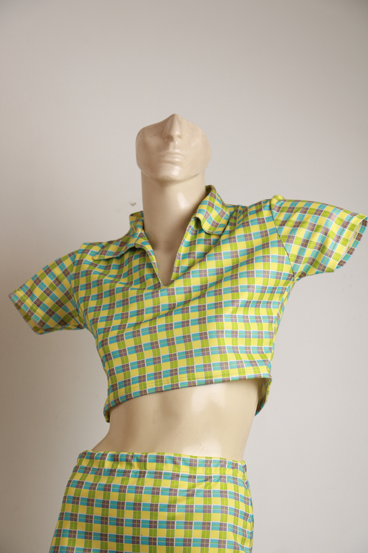 Blusa Cropped Verde Xadrez