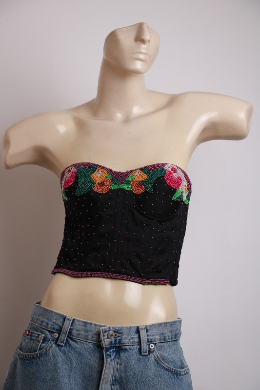 Corset Preto com Bordado
