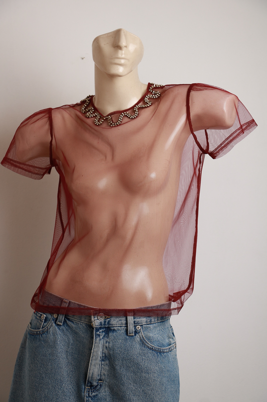 Blusa de Tule com Detalhe na Gola