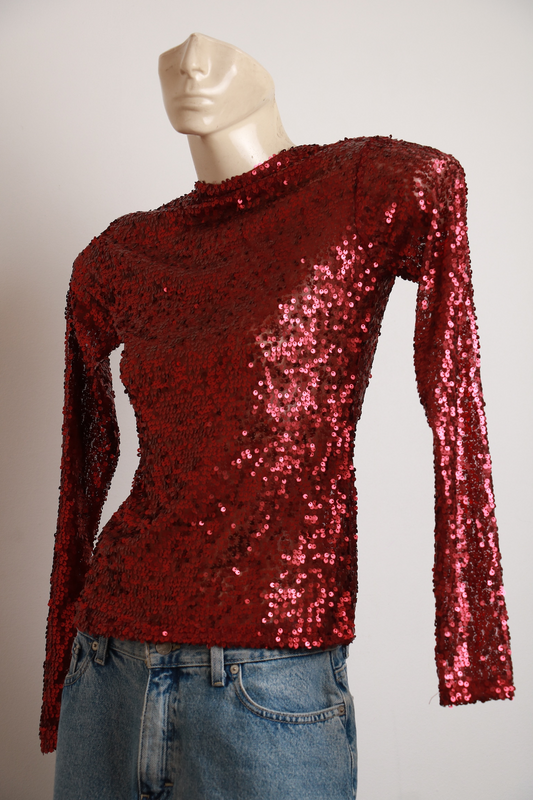 Blusa Vermelha de Paetê
