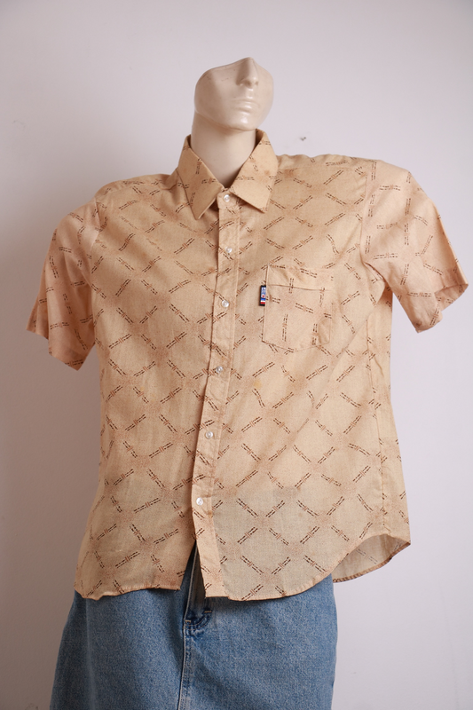 Camisa Lum's Bege com Estampa Geométrica