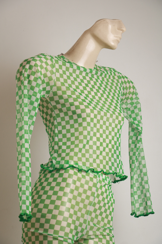 Blusa Quadriculada de Tule
