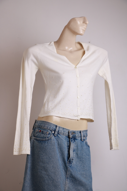 Blusa / Cardigan Branca com Pérolas