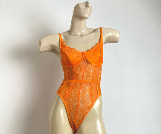 Body Laranja Renda