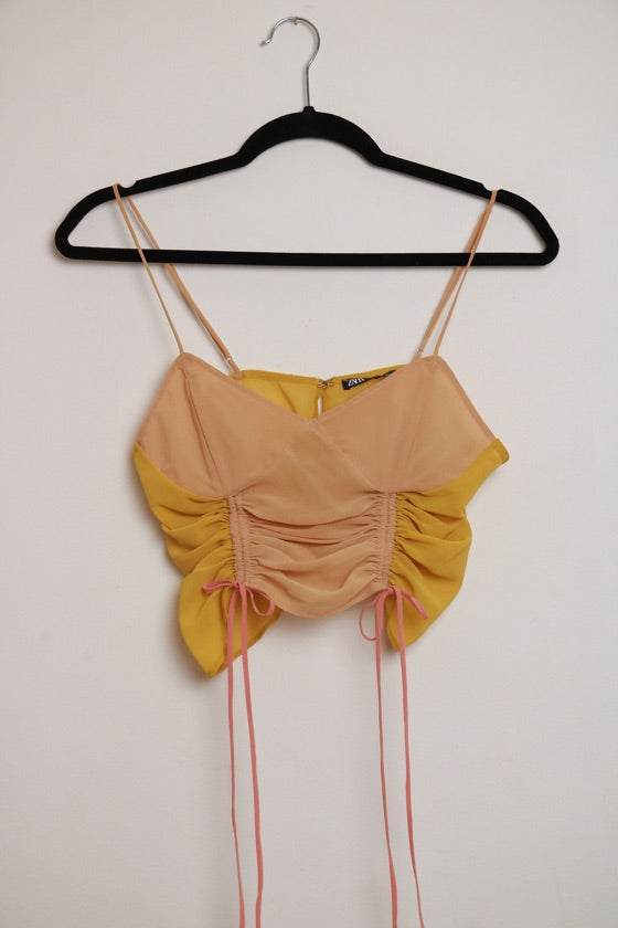 Blusa Franzida Verde / Bege