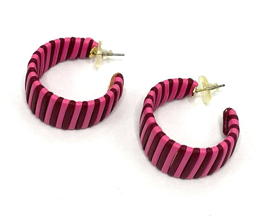 Brinco Argola Rosa com Vermelho