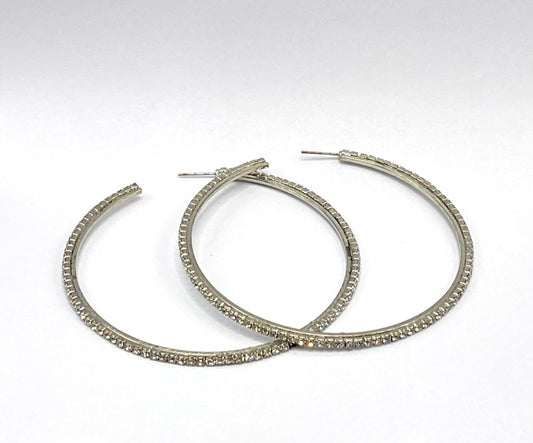 Brinco Argola Prata com Strass
