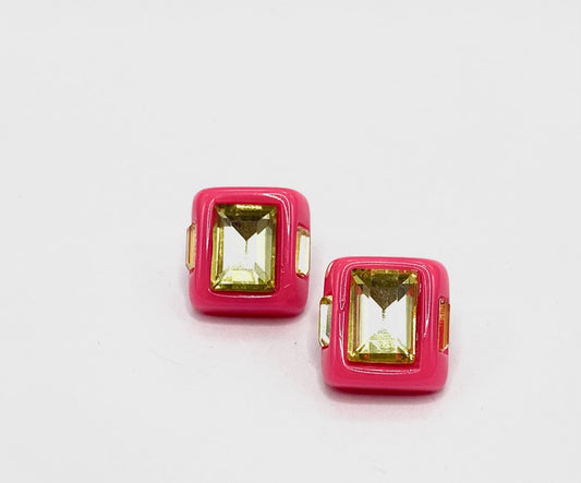 Brinco Quadrado Rosa