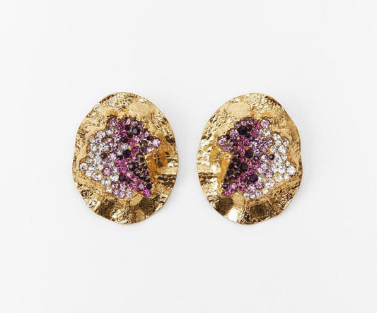 Brinco Dourado Com Roxo