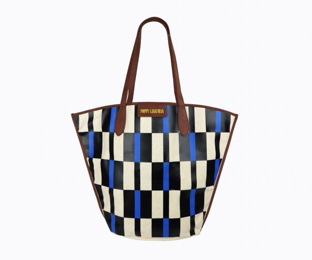 Bolsa Poppy Lissiman Lio Tote Tiles Azul / Branco / Preto