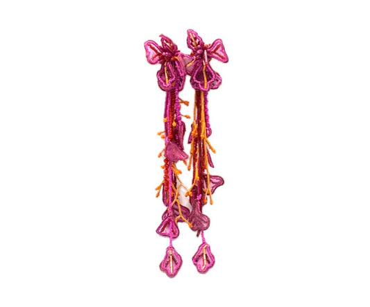 Brinco Flor Rosa e Laranja
