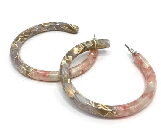 Brinco Argola Rosa com Lilás