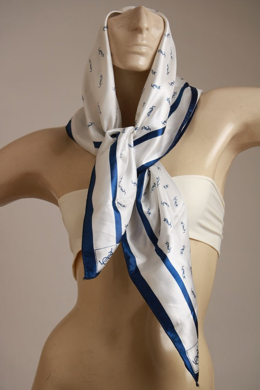 Lenço YSL Branco / Azul