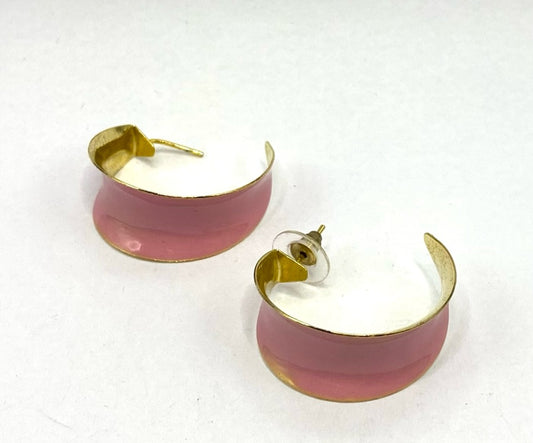 Brinco Argola Rosa com Dourado