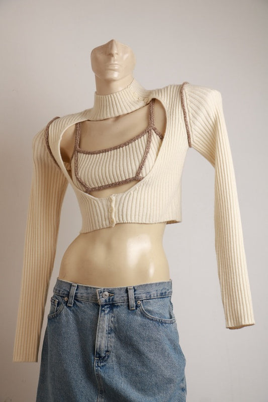 Blusa Guizio Top e Cardigan Off