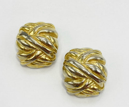 Brinco Quadrado Prata com Dourado