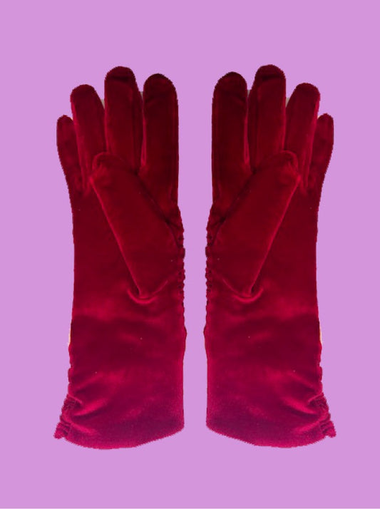 Luva Fowners Vermelho Veludo