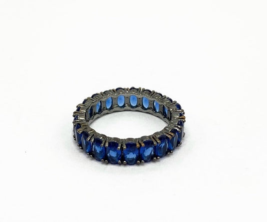 Anel Prata com Azul