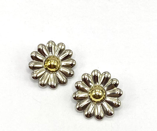 Brinco Flor Prata com Dourado