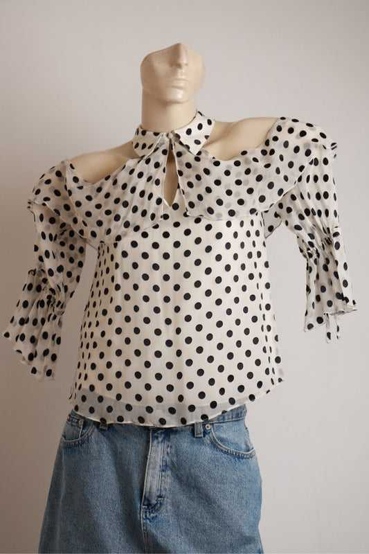 Blusa Alice + Olívia Branca Poá