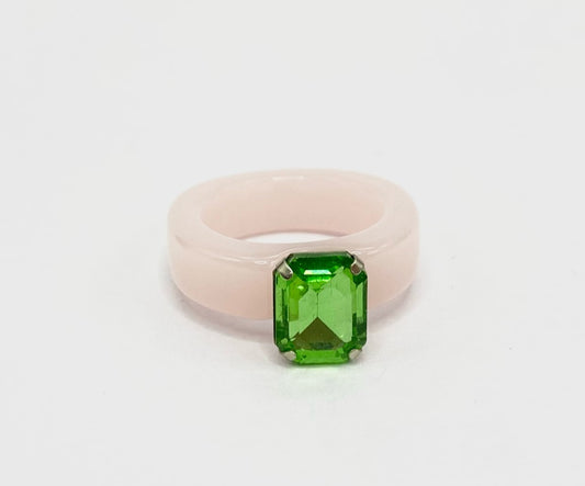 Anel Rosa com Verde