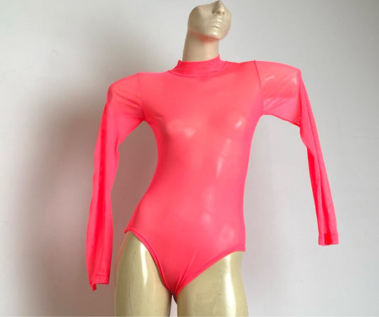 Body Transparência Rosa Neon