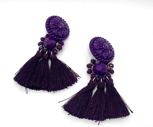 Brinco Roxo com Franjas