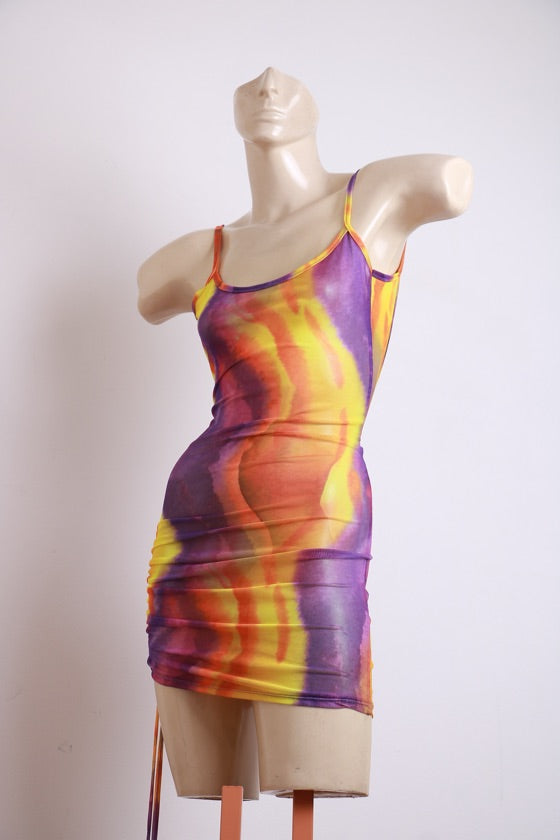 Vestido Omighty Amarelo/Roxo