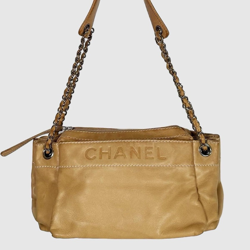 Bolsa Chanel Couro Bege